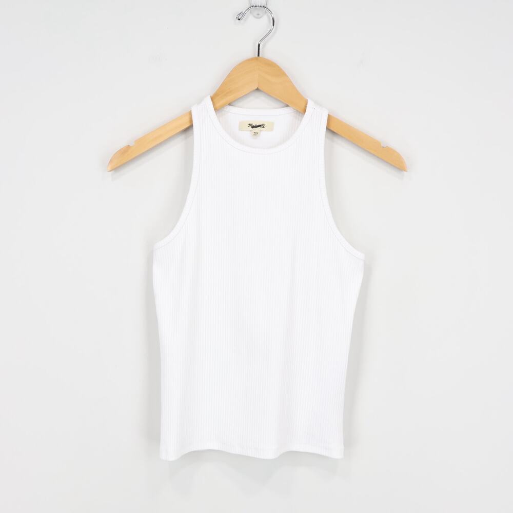 Madewell Highneck Ribbed Tank Sleekhold Eyelet White Size XXS